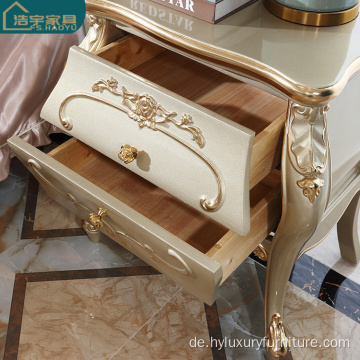 luxuriöses europäisches Schlafzimmermöbel-Set aus königlichem Gold